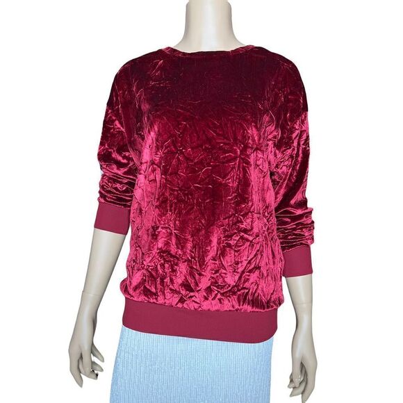 Zara velvet sweatshirt top burgundy S (303/2) - Picture 5 of 12